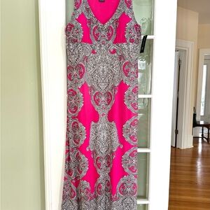 NWT INC International Concepts Pink and Gray Maxi Dress, L/XL